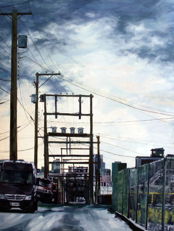 9. Bus Stop View, oil on canvas, 48x36 inches, $1,500